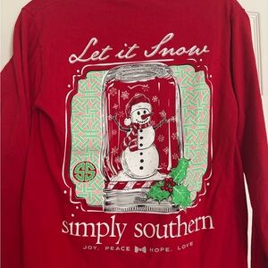 Simply Southern Red 'Let It Snow' Snowman Graphic Tee